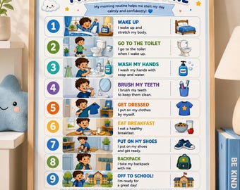 Autismus ADHS Morgen-Routine-Diagramm für Kinder | Visueller Tagesablaufplan (Printable)