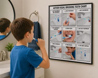 Autismus Visuelle Zähne Putzen Diagramm | Fotobasierte Zahnschablone (Instant Download)