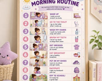 Autismus ADHS Morgen-Routine-Diagramm für Kinder | Visueller Tagesablaufplan (Printable)