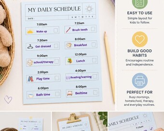 Autismus Visueller Tagesablauf für Kinder | Bearbeitbares Canva Routine Chart (Instant Download)