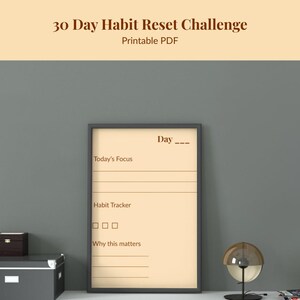 30 Day Habit Reset Challenge Printable | Daily Habit Tracker, Weekly Check In, Self Improvement PDF