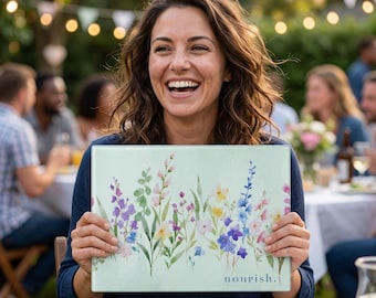 Wildflower Glass Cutting Board, Floral Kitchen Decor, 11x15 Tempered Glass, Optional Word Design, Botanical Home Gift