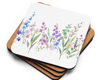 Watercolor Wildflower Coaster, Floral Drink Holder, Botanical Home Decor Gift