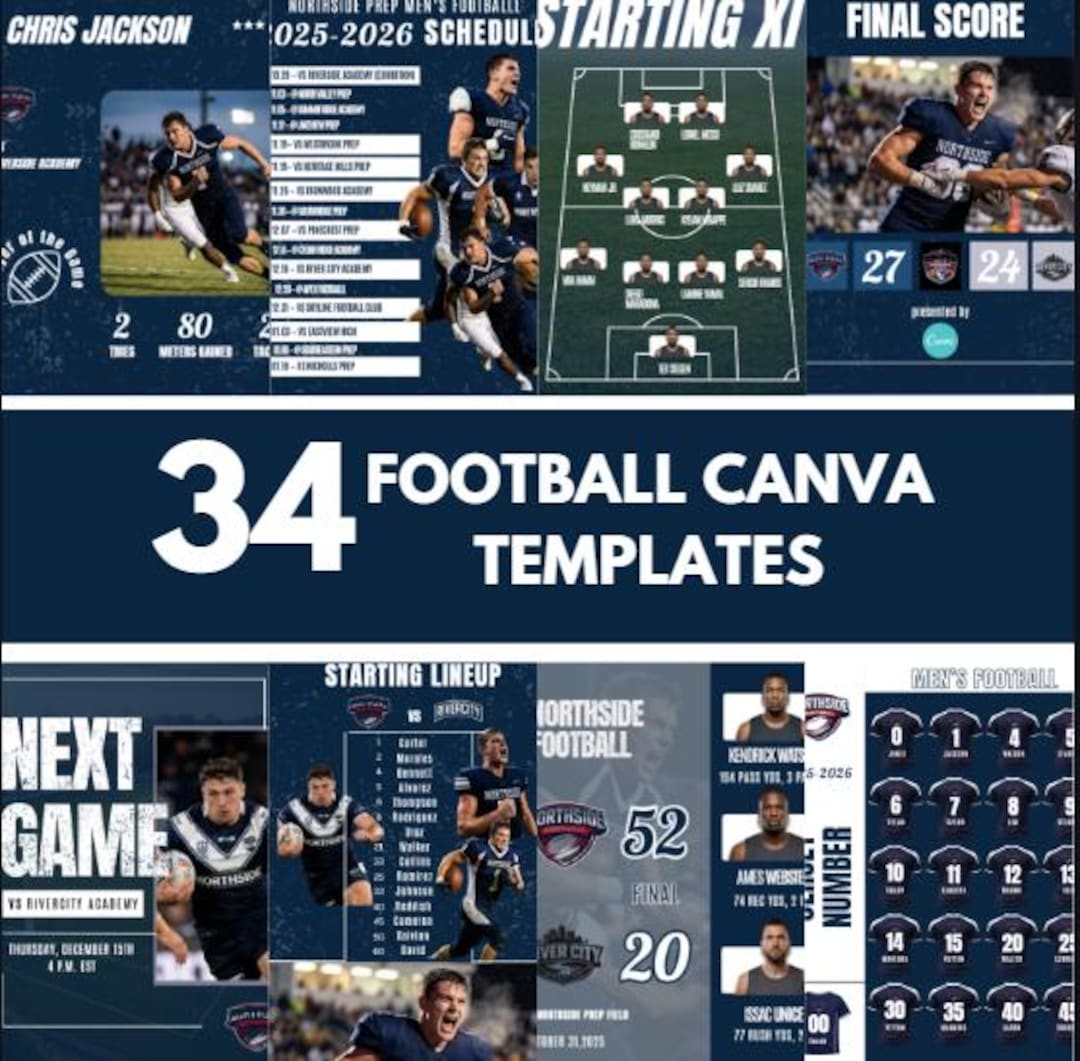 Football Social Media Canva Template | Editable Game Day Graphics ...
