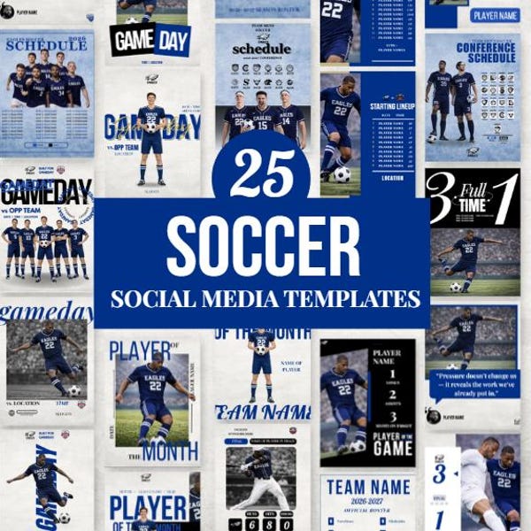 Soccer Canva Social Media Template | Editable Game Day Graphics  (Digital Download)