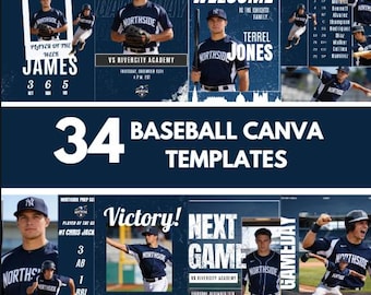 Baseball Canva Social Media Template | Editable Game Day Graphics ...