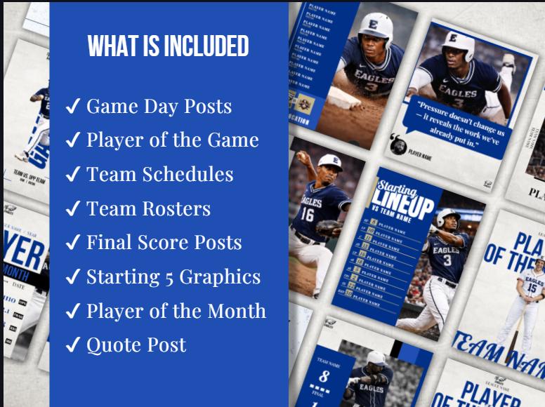 Baseball Canva Social Media Template | Editable Game Day Graphics ...