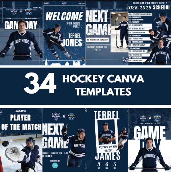 Hockey Social Media Canva Template | Editable Game Day Graphics ...