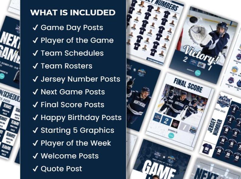 Hockey Social Media Canva Template | Editable Game Day Graphics ...