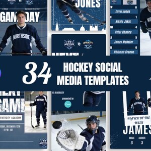 Hockey Social Media Canva Template | Editable Game Day Graphics ...