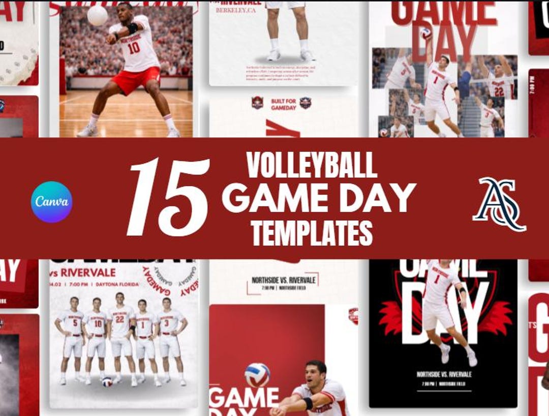 Volleyball Game Day Sports Canva Template | Editable Volleyball Social ...