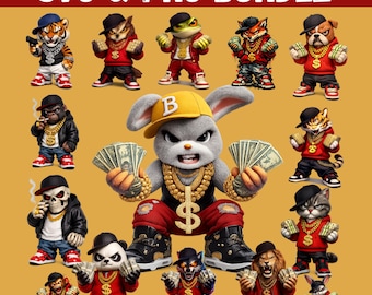20 Gangster Animal Characters SVG & PNG Bundle | Money Boss Animals Clipart
