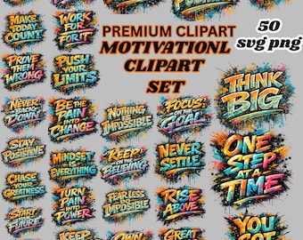 Motivational Graffiti Typography Bundle 50 PNG SVG | Urban Street Art Quotes Clipart |   (Digital Download)