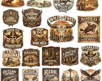 Vintage Western Cowboy SVG PNG Bundle | Retro Rodeo T-Shirt Designs (Digital Download)