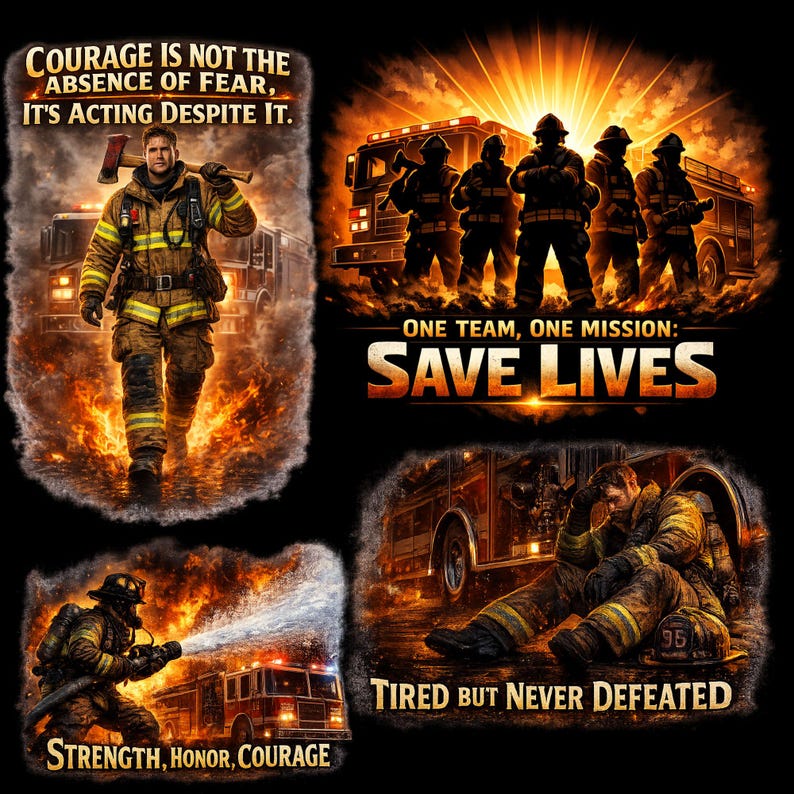 Firefighter Motivational Bundle SVG PNG | 10 Firefighter Quotes Designs ...