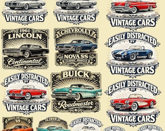 Classic American Muscle 15 Cars SVG PNG Bundle | Retro Vintage Auto Clipart (Digital Download)
