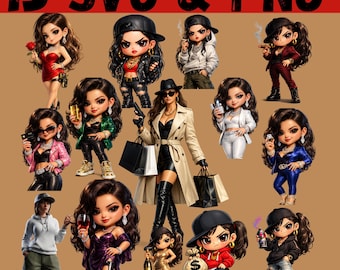 15 Gangster Girl Clipart Bundle | Mafia Boss Babe SVG PNG