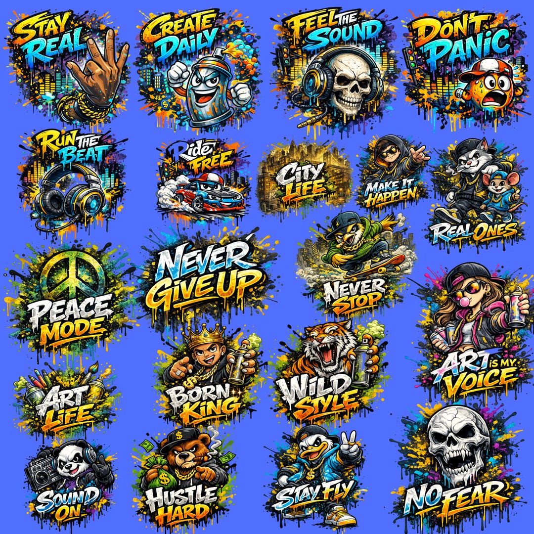Graffiti Motivation 20 SVG PNG Bundle | Urban Street Art Clipart ...