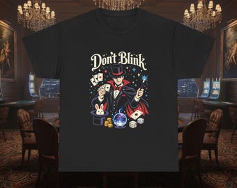 Camiseta unisex de algodón grueso "Don't Blink" de mago vintage / Camiseta clásica de magia y trucos de cartas