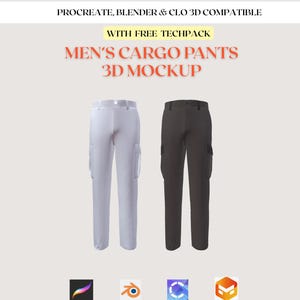 Procreate Cargo pants 3D mockup, for Clothing & Apparel Design on ipad