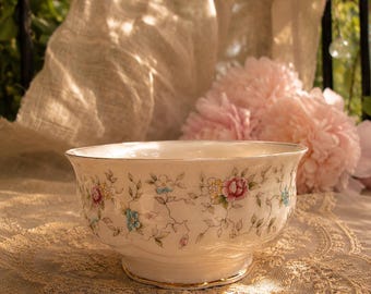 Zuccheriera vintage Paragon in porcellana fine First Choice, prodotta in Inghilterra, con motivo floreale, ideale per un tea party in stile cottagecore, ricambio per la porcellana.