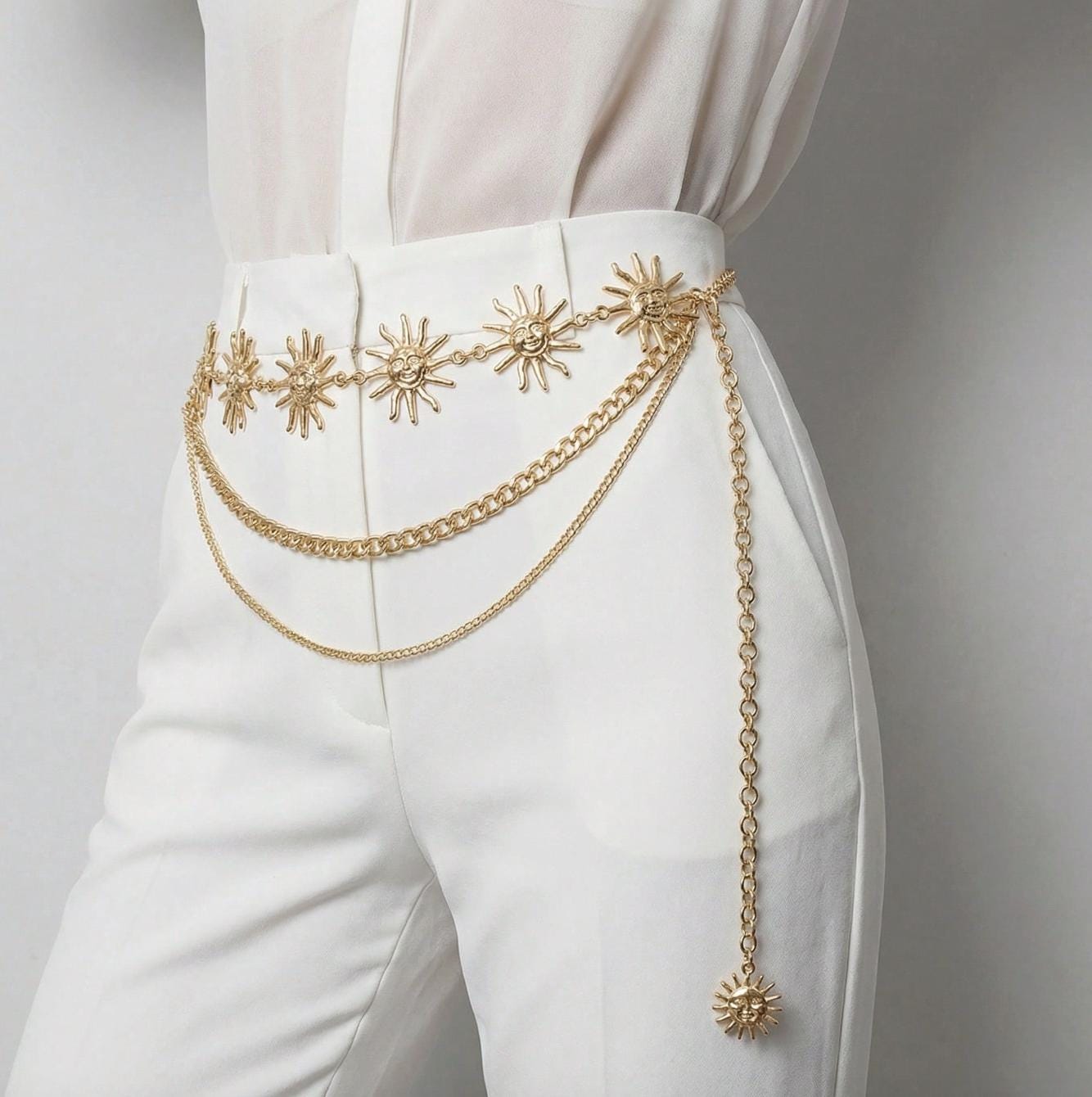 Vintage fine gold chain belt 36 fringe tassel Vintage Valentino Wrap Tassel Belt or Necklace - Raleigh Vintage main image 4