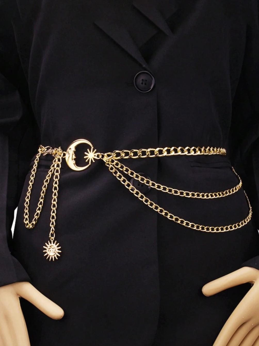 knee length dresses for ladies Gold Belt main image 1