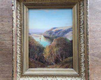 Pintura antigua de la Escuela del Río Hudson