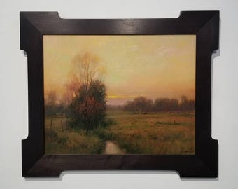 Atardecer de otoño, cuadro al óleo enmarcado del importante artista John MacDonald.