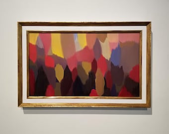 Paisaje montañoso abstracto bellamente enmarcado por el artista Geoffrey G. Harrison, residente en Seattle.