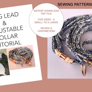 Dog Leash & Adjustable Collar Pattern - DIY All Sizes - Instructions - Printable - Customize to your dog.