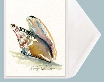 Watercolor Shell Painting Greeting Card - by Dotty Reiman - Celebration, Birthday Card, Sun Surf & Sand - Just add Water