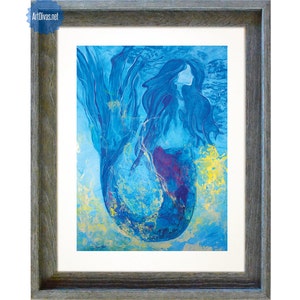 Mermaid Art Print // Mermaid Decor by Tamara Kapan titled Moving Forward // Custom Frame // Many Sizes Available/ FREE SHIPPING image 1