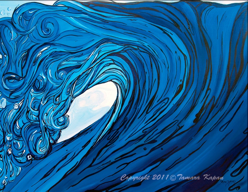 Abstract Ocean Art Wave Print With Custom Framed Wall Art by Etsy