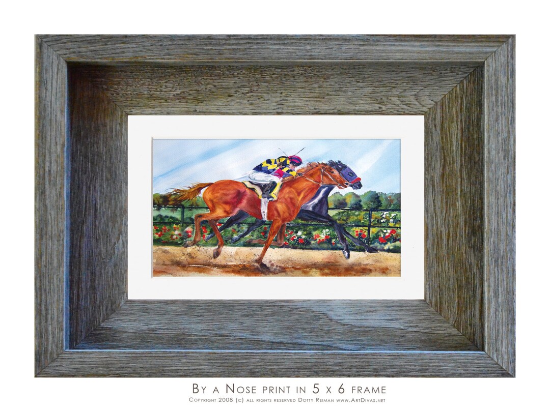 Horse Racing Art // Watercolor Horse Racing Print by Dotty - Etsy