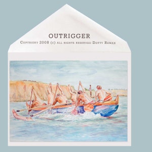 FREE SHIPPING  Outrigger Watercolor Art Greeting Card by Dotty Reiman