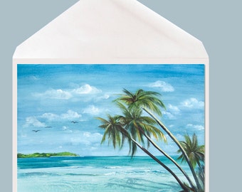 Tropical greeting Card by Dotty Reiman - Surf Art titled "Tradewinds" - Celebration, Birthday Card, Sun Surf & Sand - Just add Water