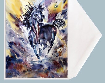 Horse Art blank Greeting Card by Dotty Reiman  titled "Runaway" - Western Greeting Card