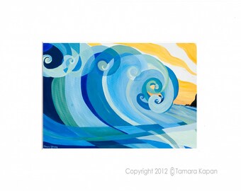 Blue Wave Art Print by Tamara Kapan titled "Swirl Beach" // Made to Order Fine Art Ocean Print // Many Sizes Available