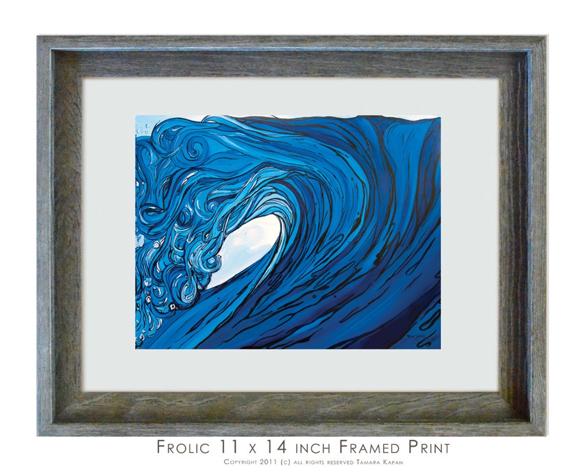 Abstract Ocean Art Wave Print With Custom Framed Wall Art by Etsy