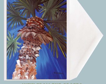 Tropical Palm Greeting Card by Tamara Kapan - titled "View From The Grotto" - blank on inside - Celebration Birthday Card