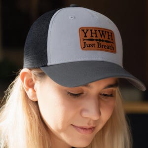 Christliche Baseballkappe Vegan Leder Patch Glaube Hut Mitte Profil Fünf Panel Snapback