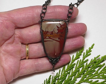 Noreena Jasper Pendant, Artisan Handcrafted Pendant, Wire Wrap Jewelry, Copper Jewelry