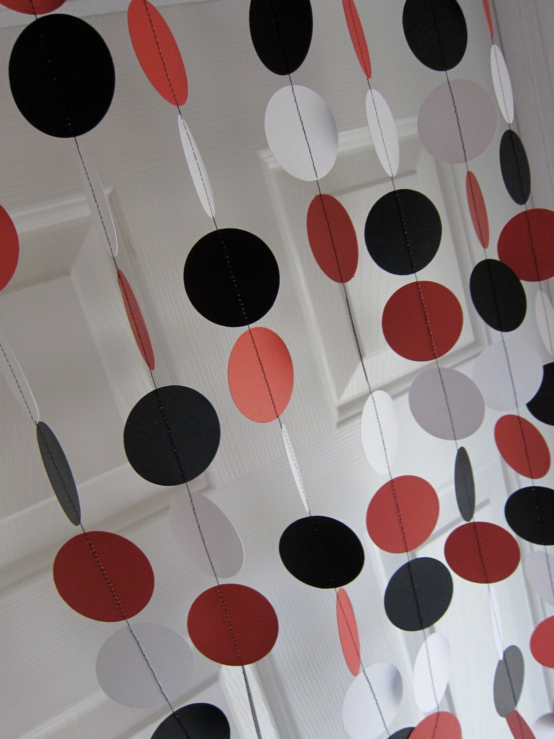 Paper Garland Red Black & White Garland Black and White | Etsy