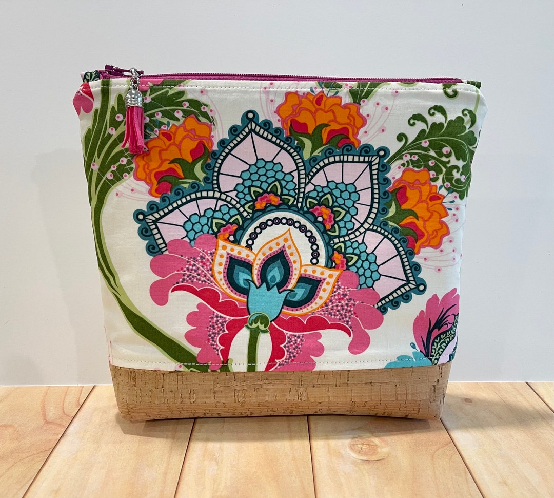 Floral Tiger Face Zip Pouch