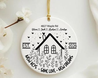 Personalized New Home Ornament, First Home Christmas Ornament, Custom Address Ornament, Housewarming Gift, New Homeowner Gift