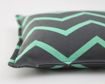 Headache & Eye Rice Bag - 4.5 x 10 inches, hot or cold therapy pack, charcoal gray, mint, chevron pattern, rice heating pad