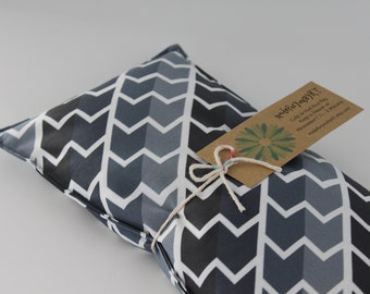 Large Rectangle Rice Bag - 6 x 12 inches, hot or cold therapy pack, rice heating pad, navy blue ombre geometric chevron pattern