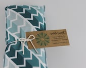 Neck Shoulder Rice Bag - 4.5 x 21 inches, hot or cold therapy pack, teal ombre geometric chevron pattern, rice heating pad