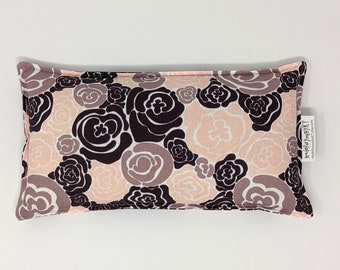 Large Rectangle Rice Bag - 6 x 12 inches, hot or cold therapy pack, rice heating pad, purple, light pink, abstract floral pattern